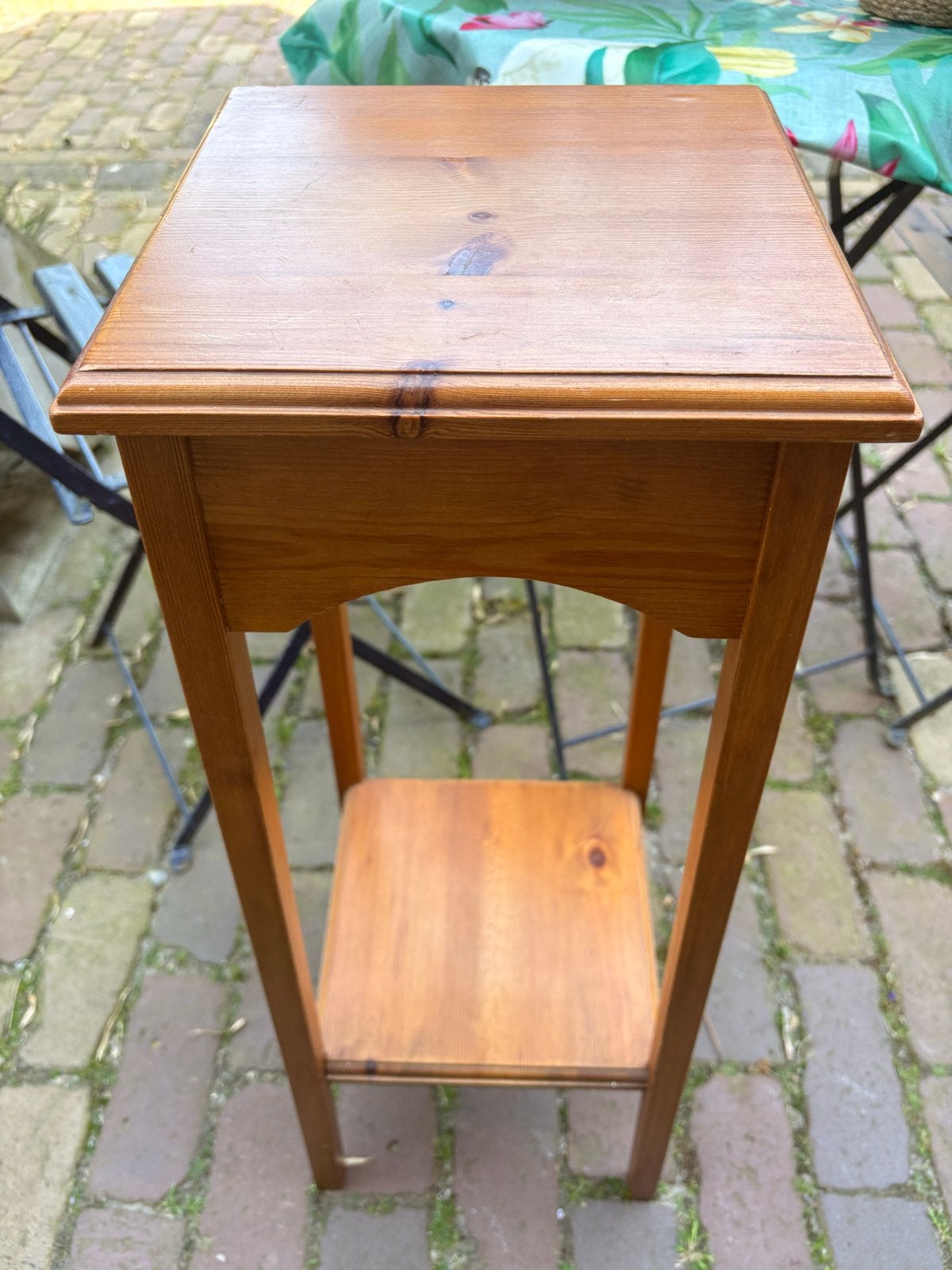 Oud grenenhouten plantentafeltje met 2 etages, Antiek en Kunst, Antiek | Meubels | Tafels, Ophalen