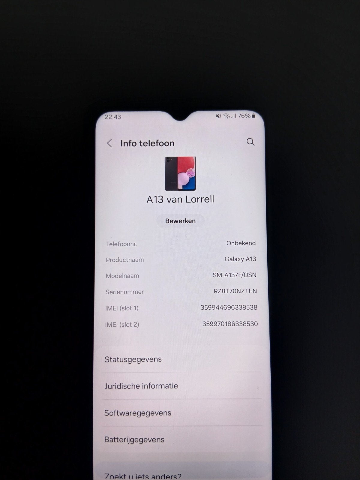 Samsung Galaxy A13 4G met AirPods 2, Gebruikt, Zwart, Touchscreen, Ophalen of Verzenden