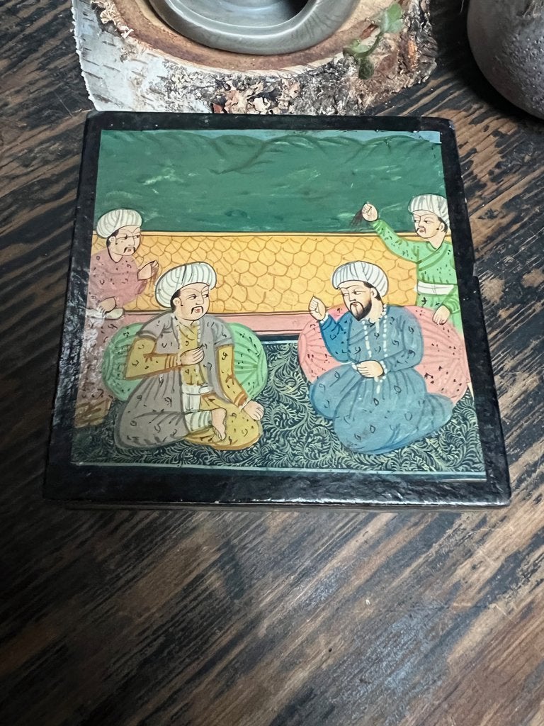 India handbeschilderd Indiase vintage doosje kistje, Overige materialen, Gebruikt, Minder dan 50 cm, Ophalen of Verzenden