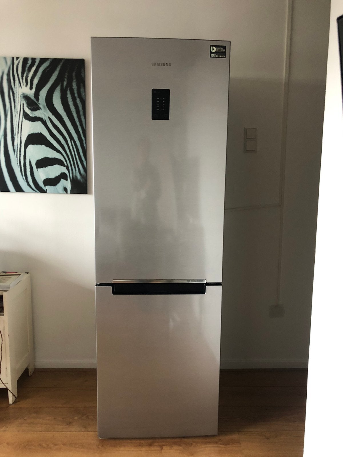 Grijze/zilveren koelkast en diepvries Samsung, Ophalen, 200 liter of meer, Met aparte vriezer, 160 cm of meer