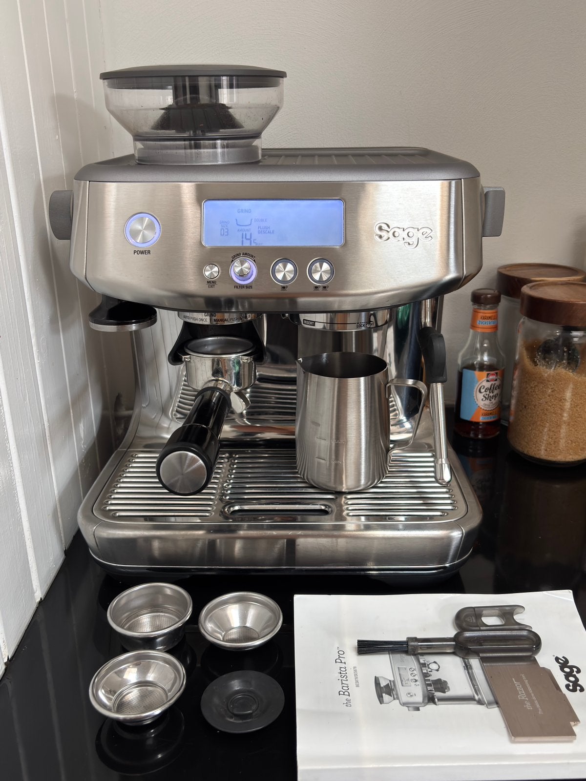 Sage Barista Pro, Witgoed en Apparatuur, Koffiezetapparaten, Afneembaar waterreservoir, Gebruikt, Espresso apparaat, 10 kopjes of meer