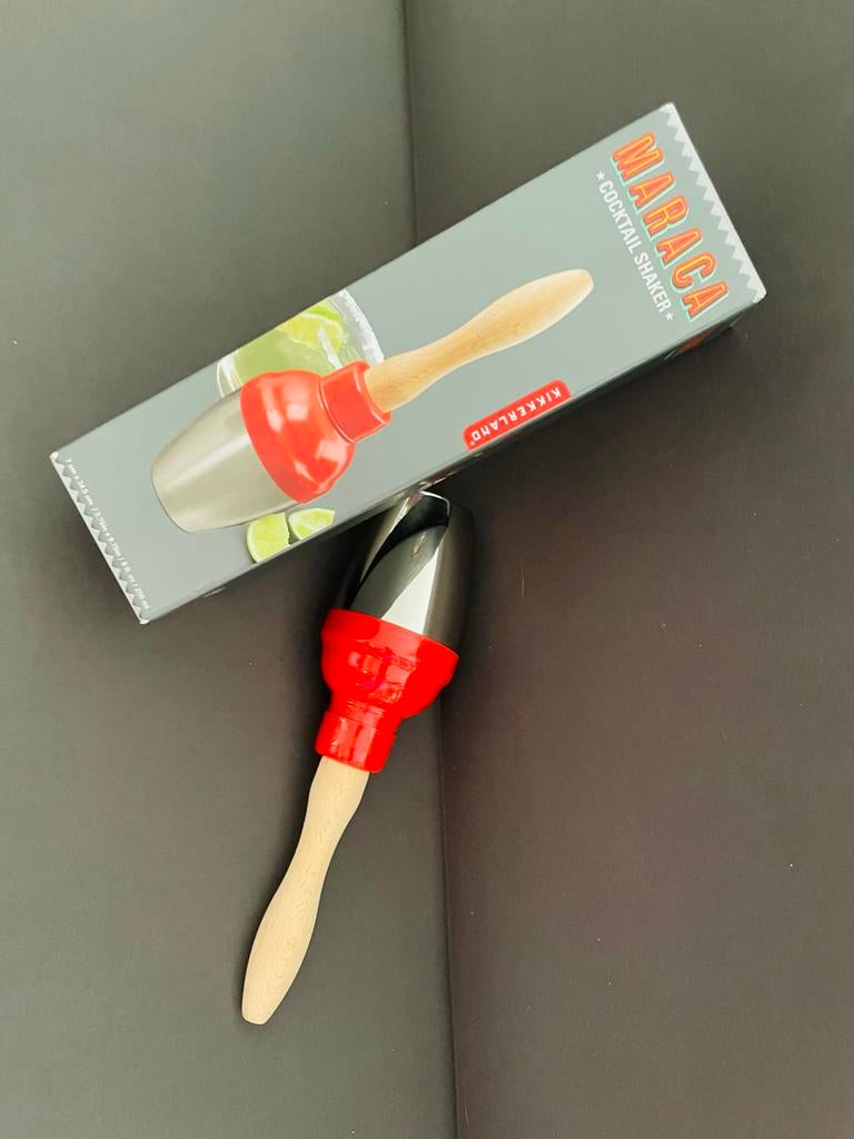 Kikkerland Maraca Cocktail Shaker - Nieuw in doos, Ophalen, Overige typen, Nieuw, Metaal