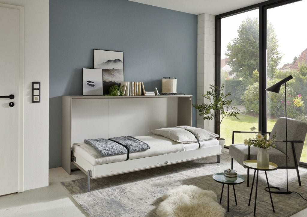 Juist opklapbed horizontaal - 90 x 200 - Taupe, Niet ingevuld, Niet ingevuld, Niet ingevuld