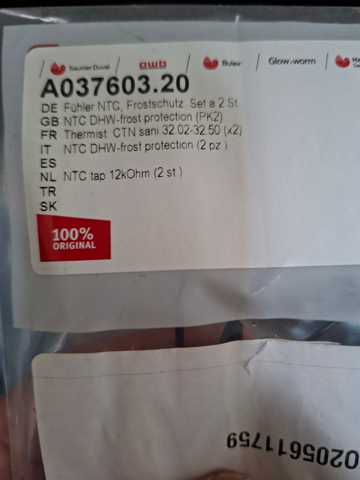 2x NTC DHW-vorstbeveiliging voor AWB ketel (nieuw), Ophalen of Verzenden, Nieuw