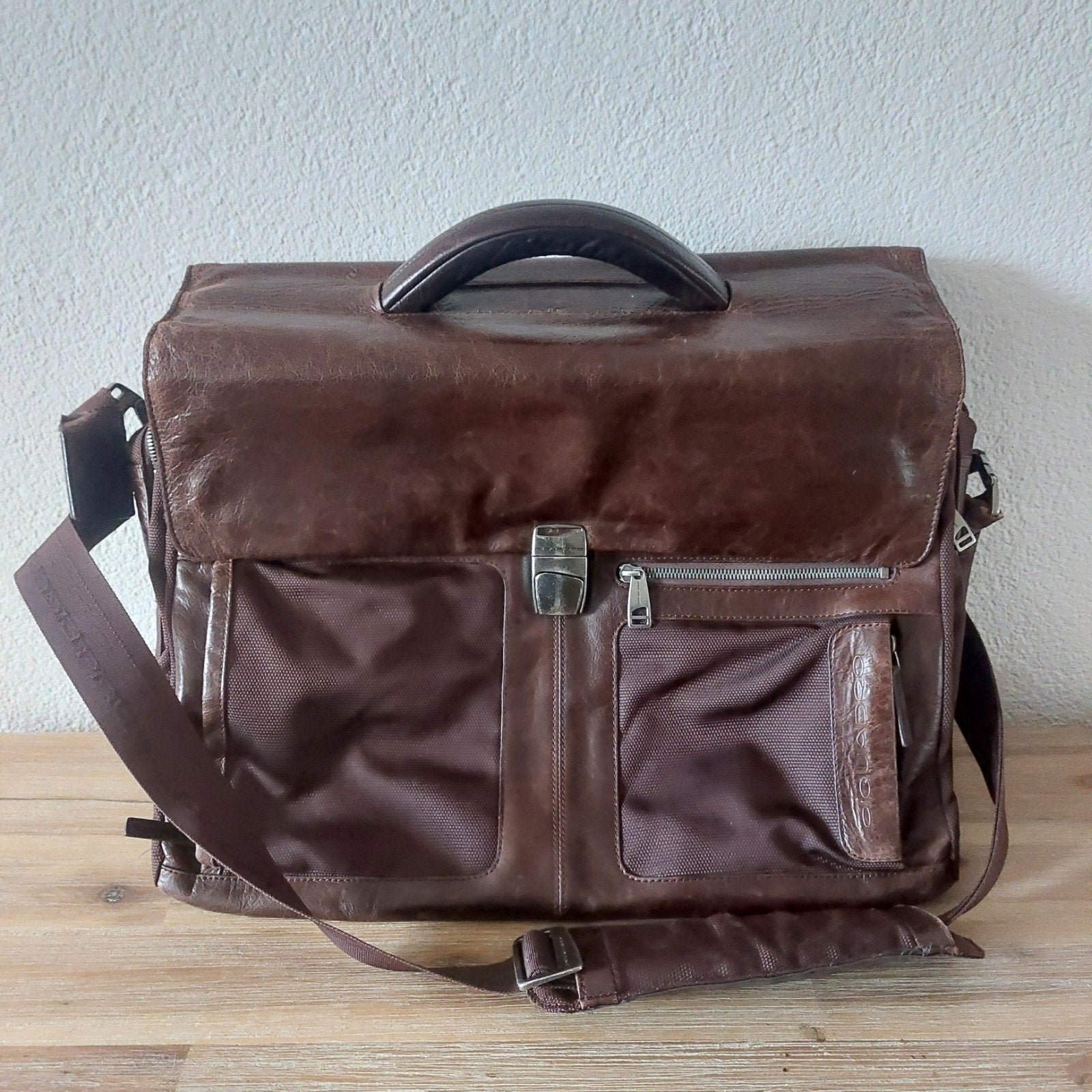 Piquadro werk/aktetas, Gebruikt, Bruin, Aktetas of Boekentas, Leer