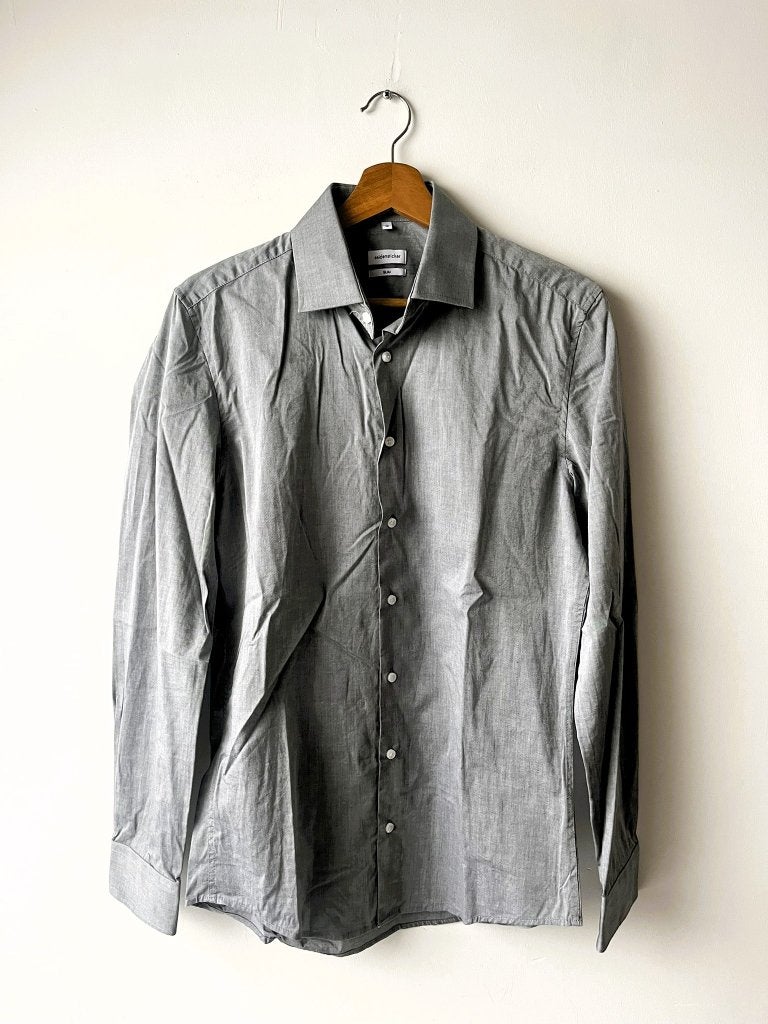 Seidensticker Slim Fit Overhemd – Grijs– Maat 38 / S (15), Halswijdte 38 (S) of kleiner, Ophalen of Verzenden, Zo goed als nieuw