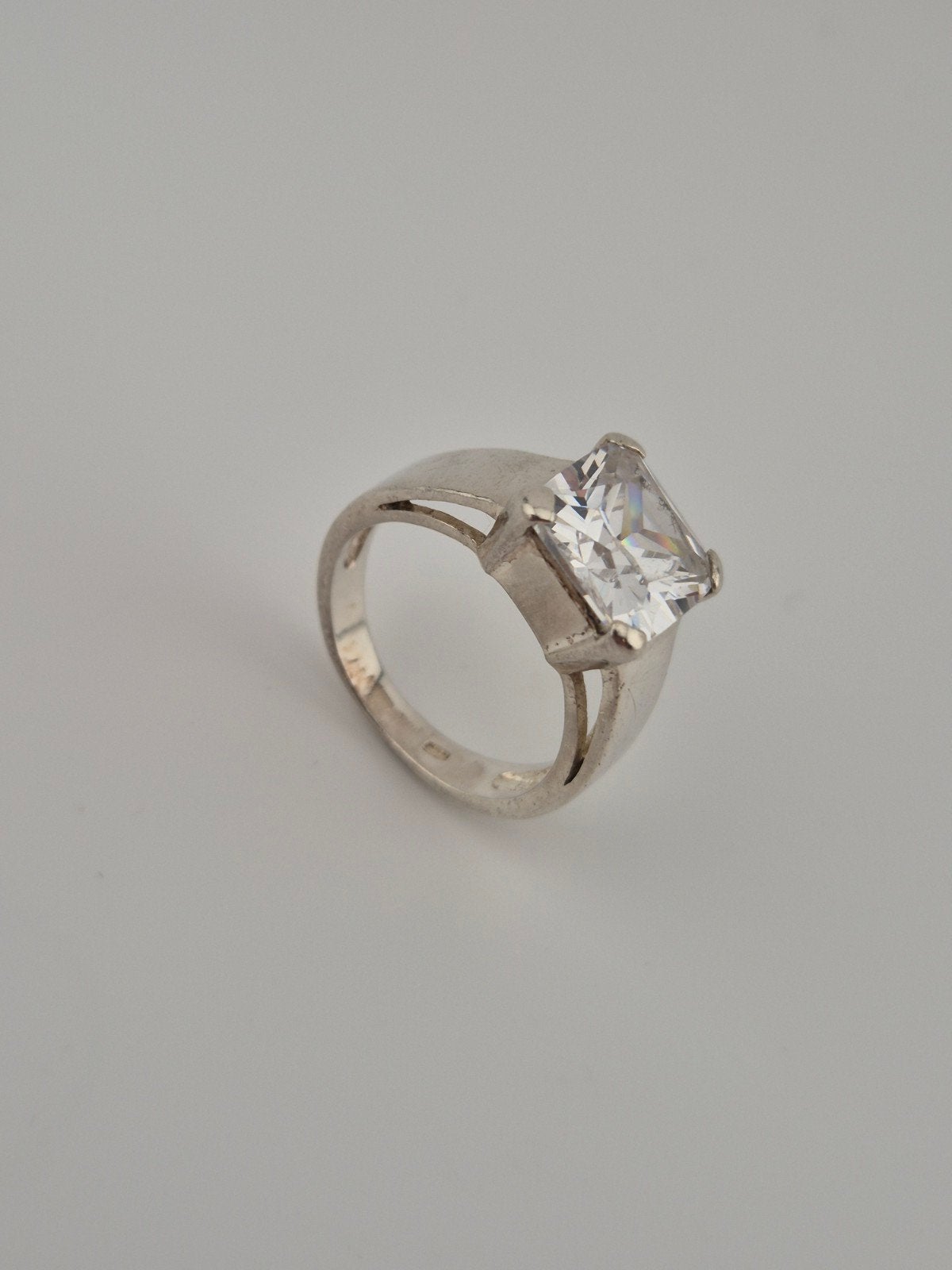 Mooie Grote Massief 925 Sterling Zilveren Ring Kristal, Verzenden, 17 tot 18, Dame, Zilver