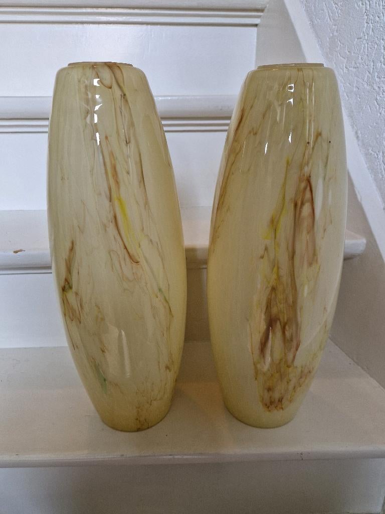 2 vintage gemarmerde lampenkappen voor tafellamp vase., Ophalen of Verzenden, Zo goed als nieuw, Overige vormen, 25 tot 50 cm