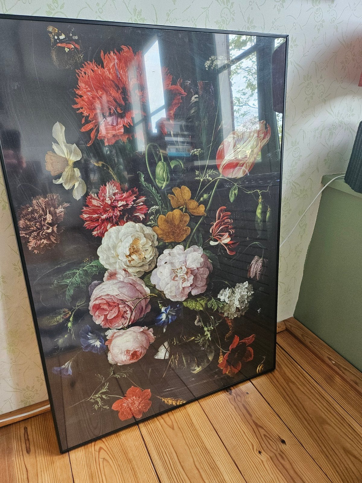 poster bloemstilleven in zwarte lijst, Huis en Inrichting, Ophalen, Minder dan 50 cm, Foto of Poster