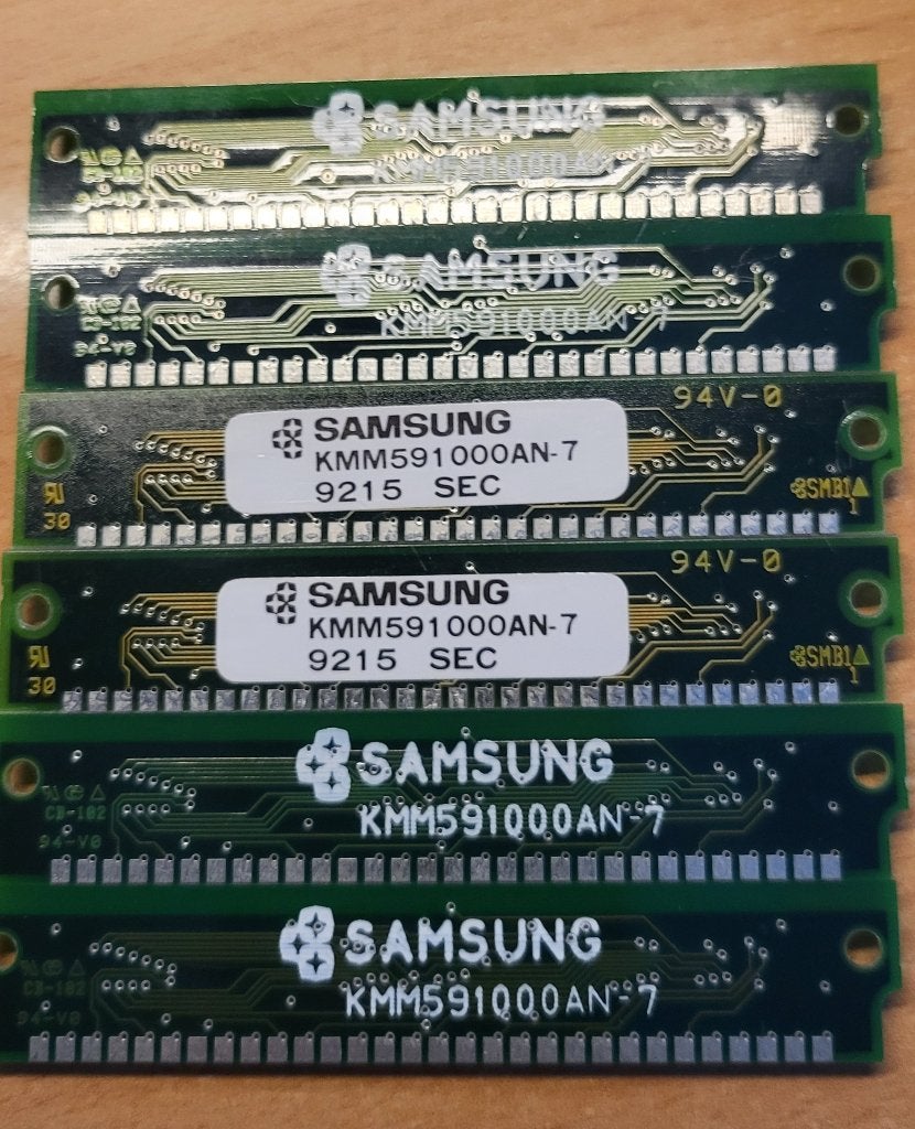 6x 1MB Simm 30-pin 70ns 3-Chip 1Mx9 +Parity 'KMM591000AN-7', Computers en Software, Ophalen of Verzenden