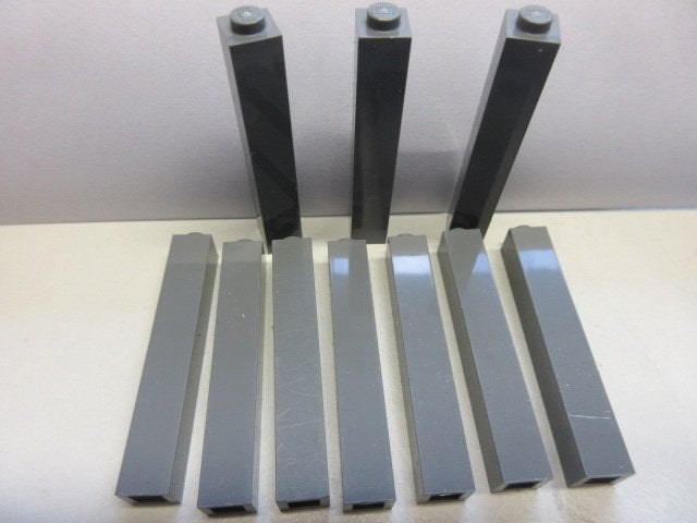 nr. 8111, 10 pilaren, 1x1x5 donker grijs met dichte nop., Ophalen of Verzenden, Zo goed als nieuw, Losse stenen, Lego