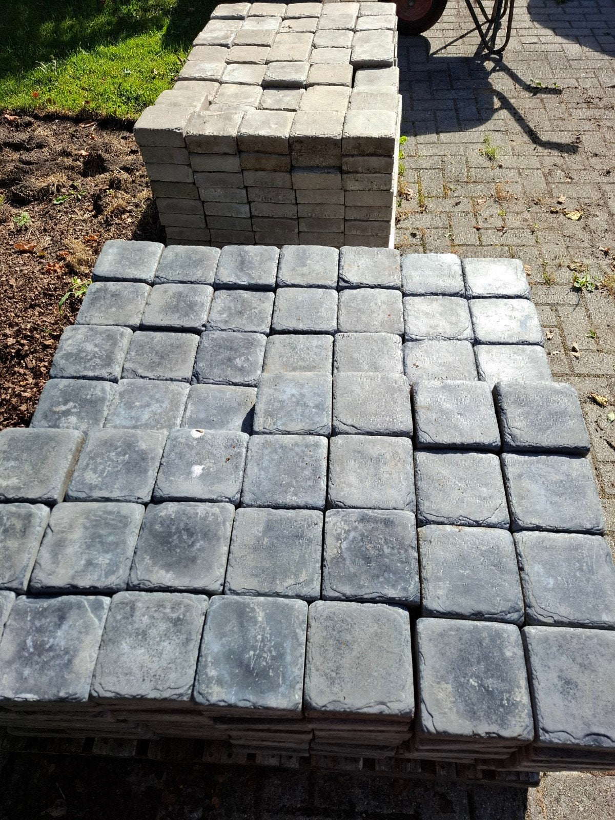 Terrastegels rich stone betontegel met natuursteenlook, Tuin en Terras, Tegels en Klinkers, Ophalen, Gebruikt, Beton, Terrastegels