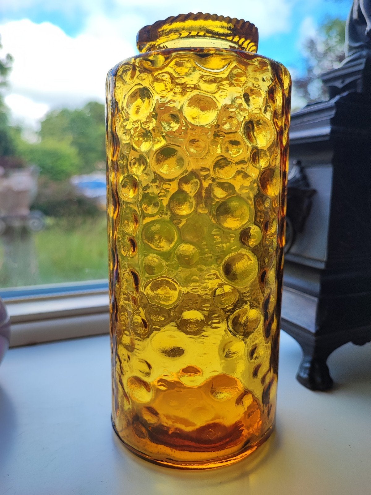 Vintage Amber Goud Honing Hirschberg Duitsland vaas 20 cm, Antiek en Kunst, Ophalen of Verzenden