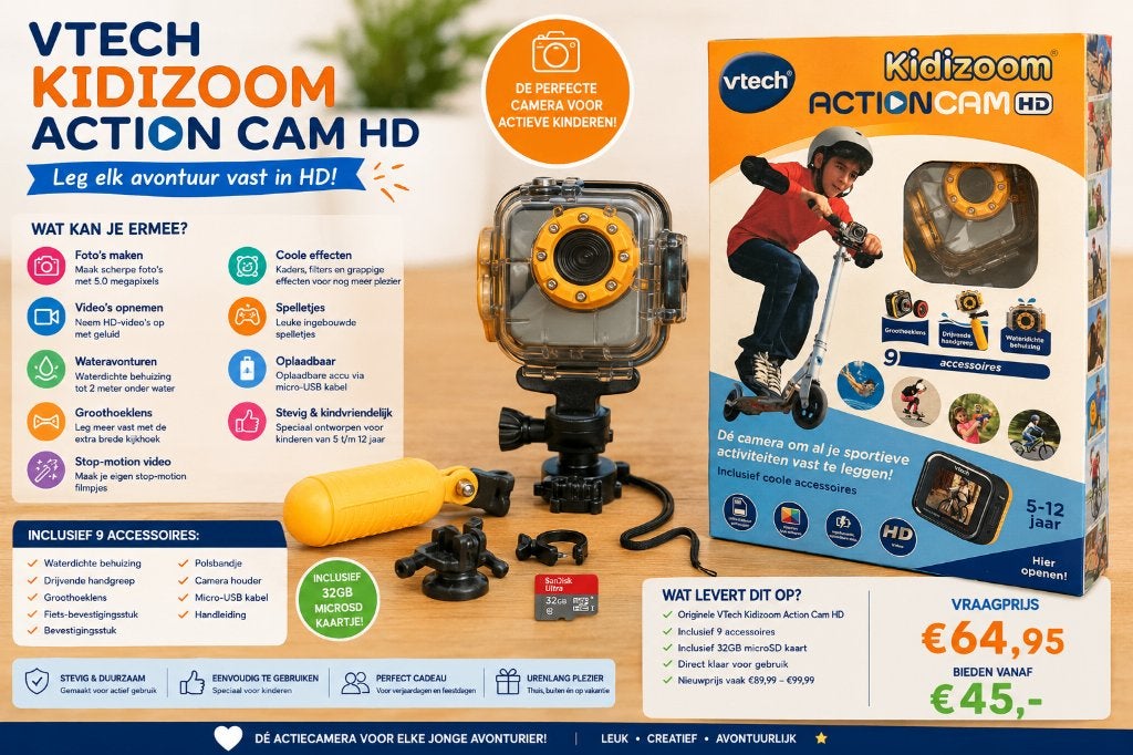 VTech Kidizoom Action Cam HD |In doos| Klaar voor avontuur I, Ophalen of Verzenden, Nieuw, Overige merken