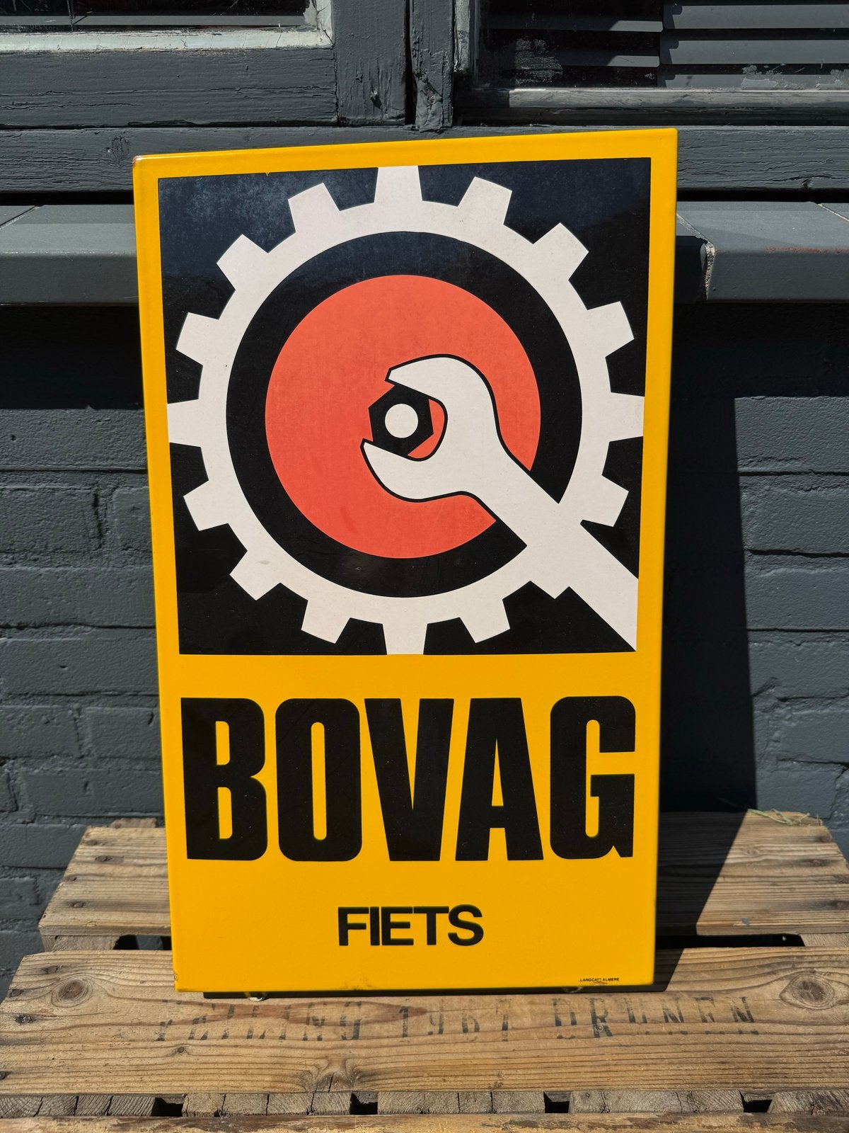 Vintage BOVAG Fiets Emaille Reclamebord, Ophalen of Verzenden