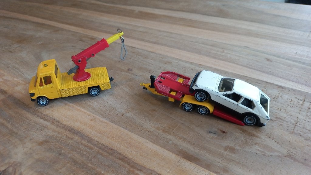 SIKU Mercedes berger (208), aanhanger (2217), Kadett (1047), Hobby en Vrije tijd, Ophalen of Verzenden, Gebruikt, Bus of Vrachtwagen