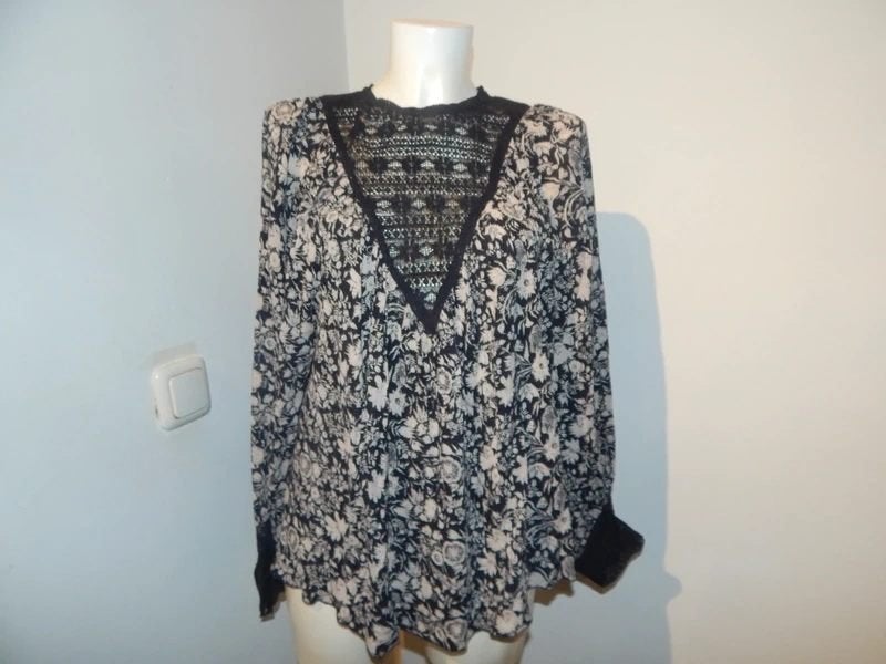 Antik Batik ibiza festival top voile kant delen print mt L, Maat 38/40 (M), Zo goed als nieuw, Lange mouw, Antik Batik