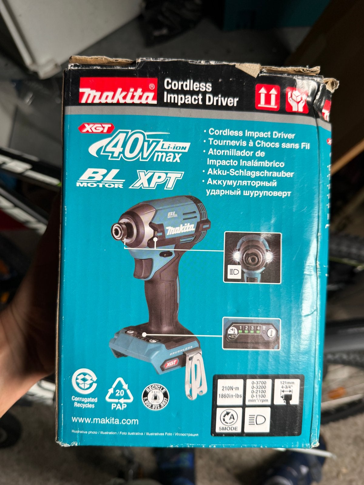 Nieuwe Makita TD003GZ 40V Max Accu Slagmoersleutel, 600 watt of meer, Variabele snelheid, Overige typen, Nieuw