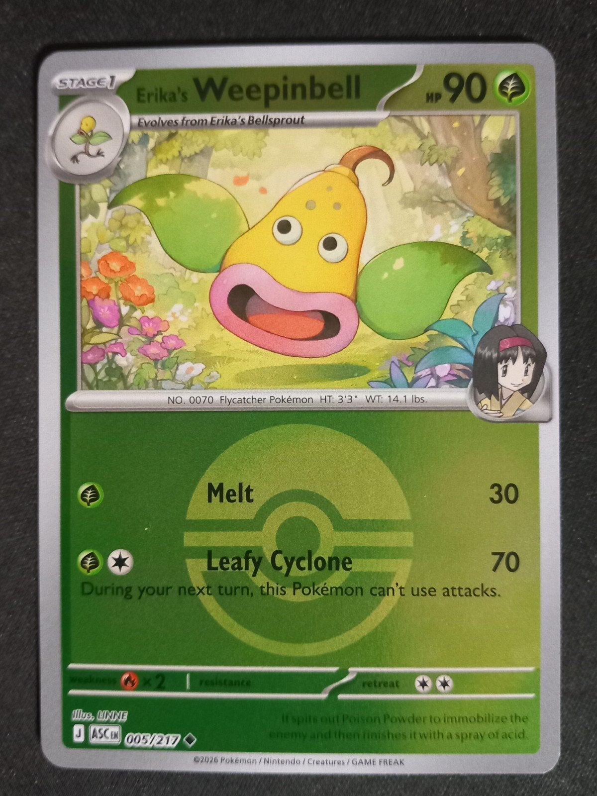 Erika's Weepinbell 005/217 Ascended Hero Reverse Pokeball NM, Verzenden, Zo goed als nieuw, Losse kaart, Foil