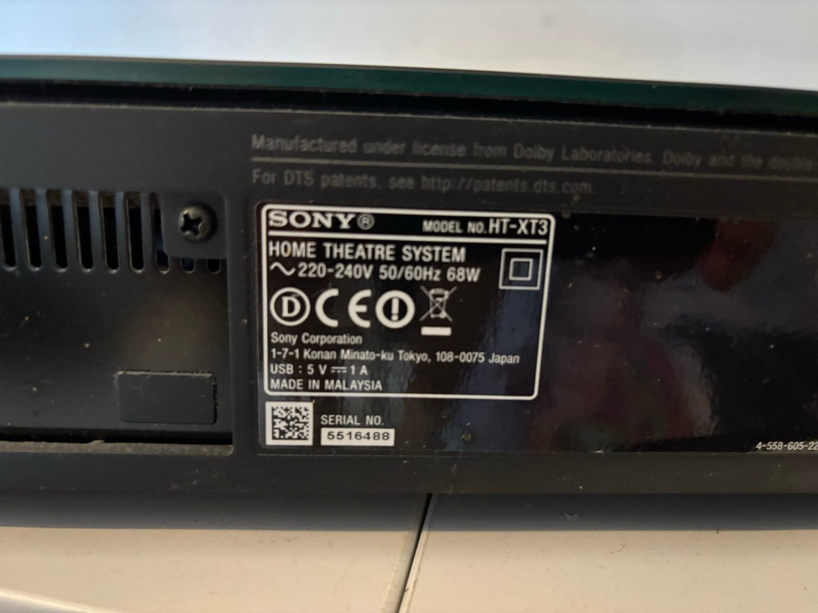 Sony HT-XT3 Home Theatre System Soundbar, Audio, Tv en Foto, Home Cinema-sets, Gebruikt, Overige spelers, Soundbar, 70 watt of meer