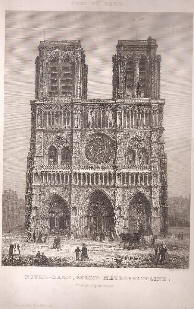 Vues de Paris Notre-Dame, Église Métropolitaine Prise au Da, Antiek en Kunst, 1800 - 1899, Architectuur, Ophalen of Verzenden