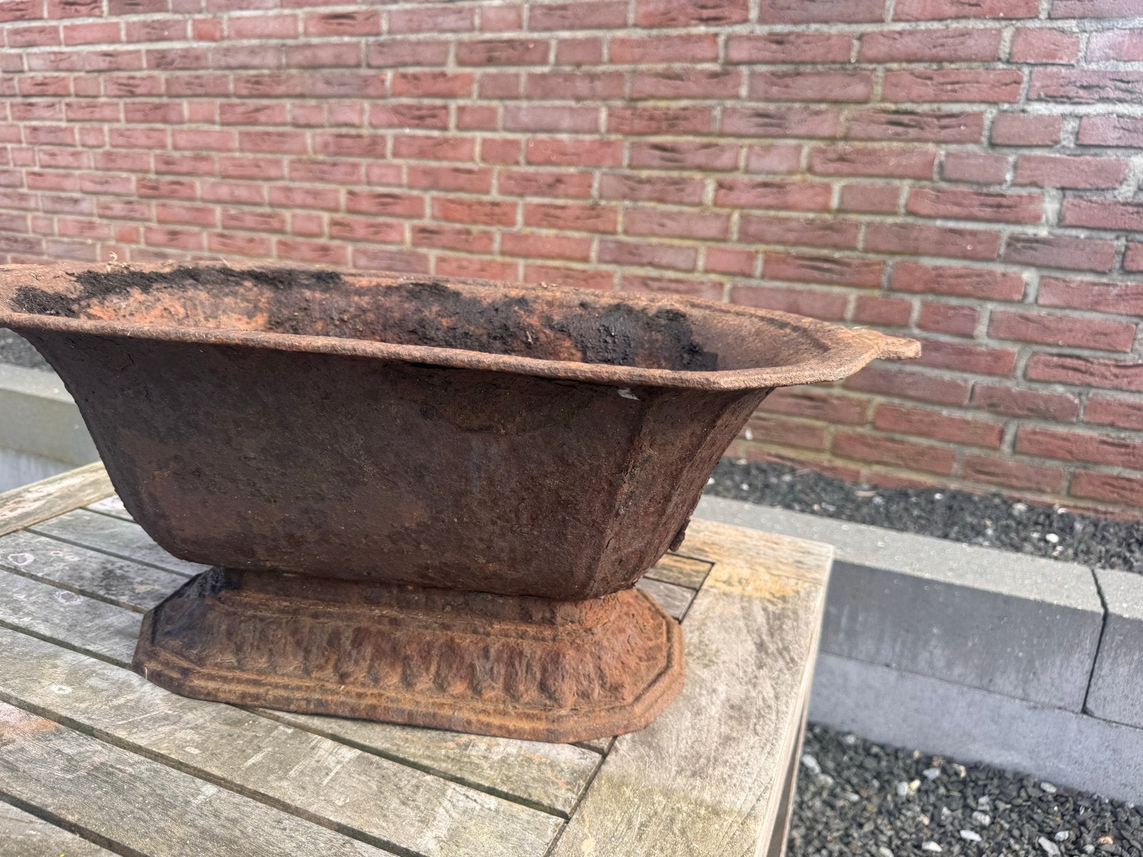 Grote gietijzeren plantenbak - Vintage look, Tuin en Terras, Ophalen, Gebruikt, Minder dan 30 cm, Balkon
