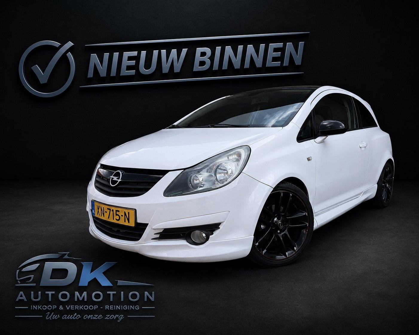 Opel Corsa 1.2 16V 3D 2008 Wit SPORT, Auto's, Voorwielaandrijving, 450 kg, 40 €/maand, Zwart