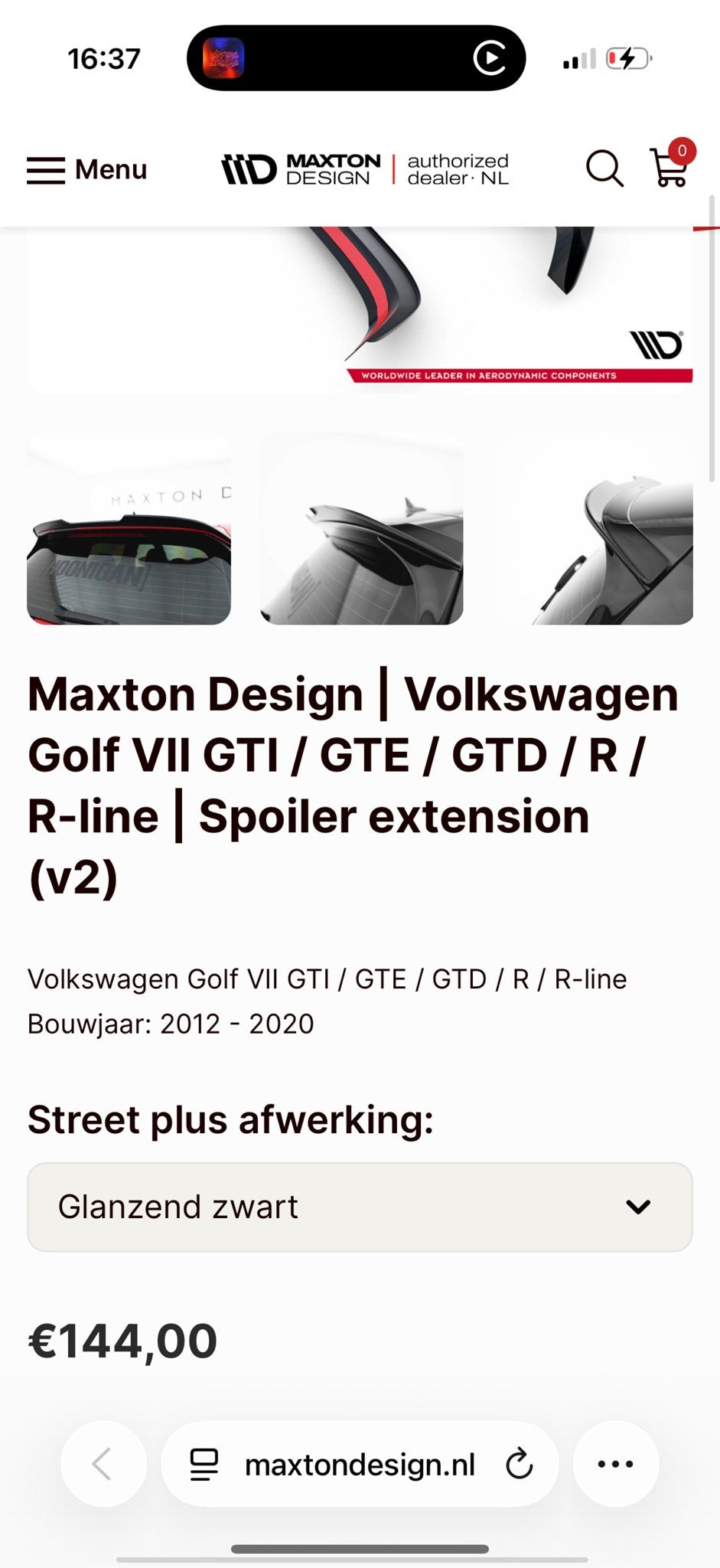 Maxton spoiler Golf 7 GTI/GTE/GTD/R/R-line, Gebruikt, Achterklep, Volkswagen, Ophalen of Verzenden