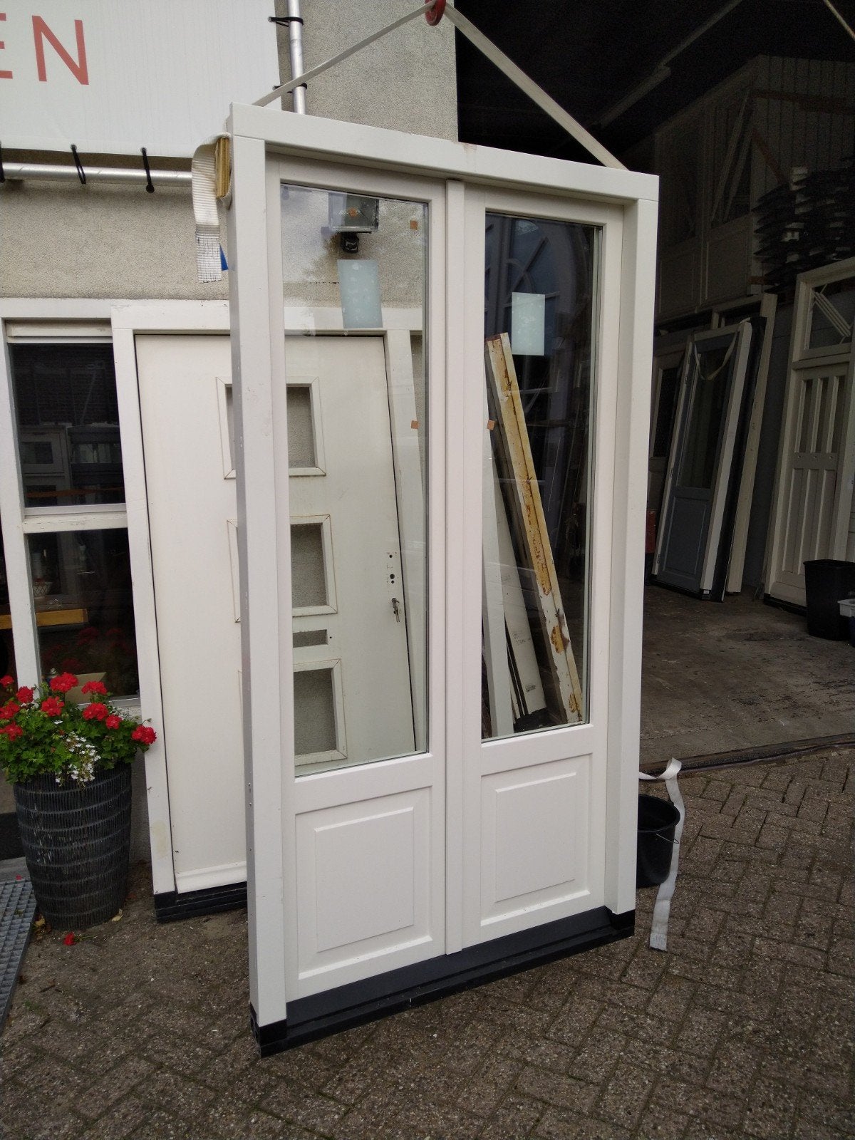 kozijn met dubbele tuindeuren hardhout, 100 tot 120 cm, Nieuw, Ophalen of Verzenden, Buitendeur