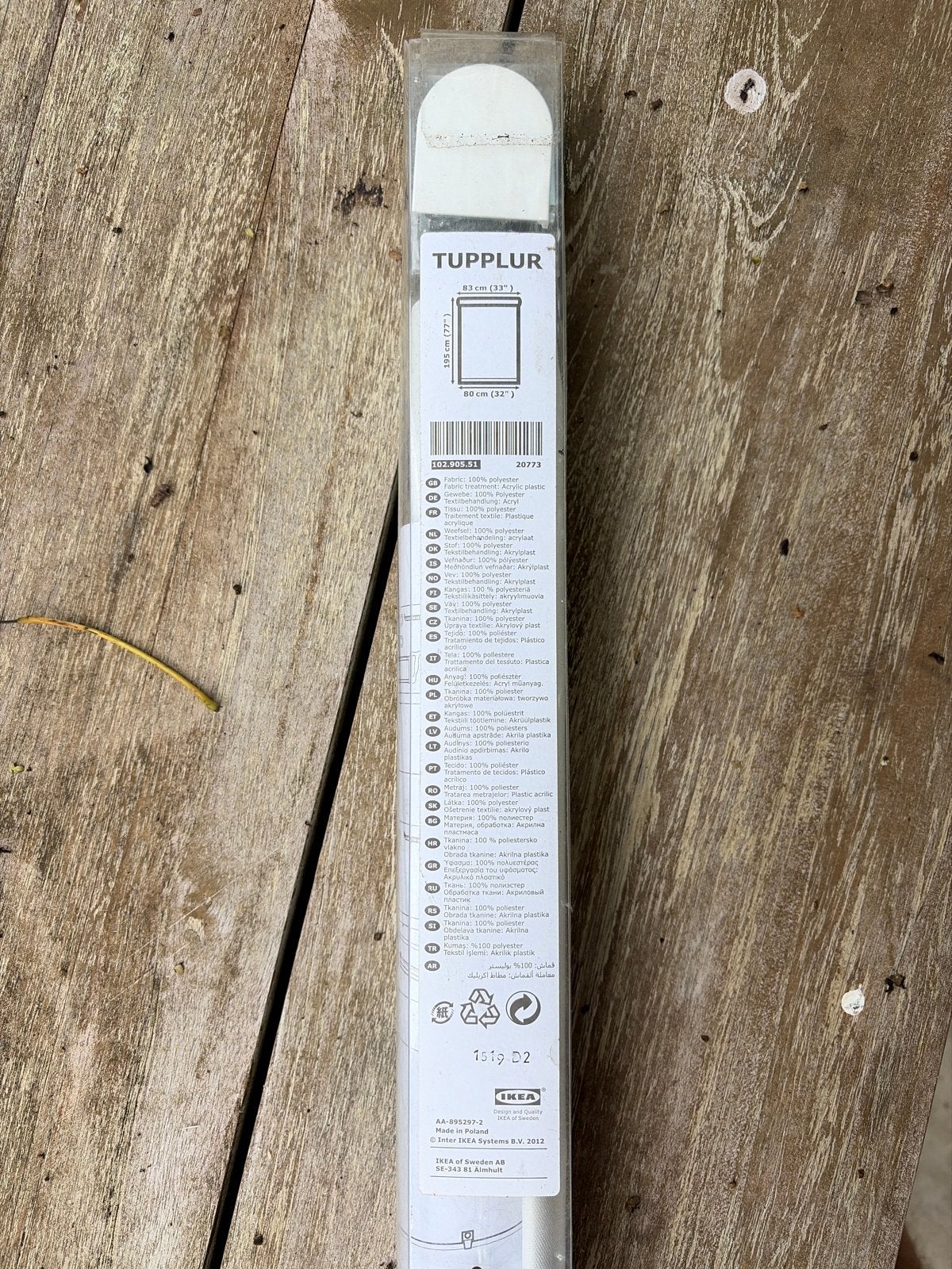 IKEA TUPPLUR Rolgordijn - 80x195 cm, Wit, Ophalen, Verduisterend, Wit, Nieuw