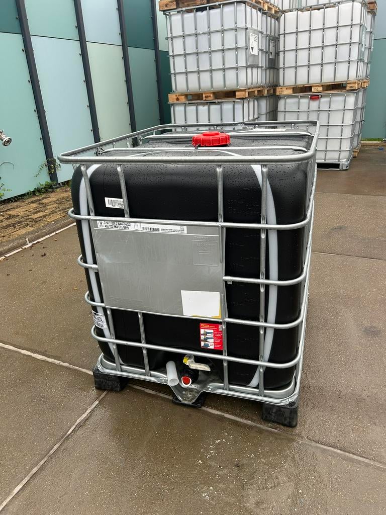 Ibc zwart 1000 liter vat te koop, Ophalen, Kunststof, Met kraantje, 150 liter of meer