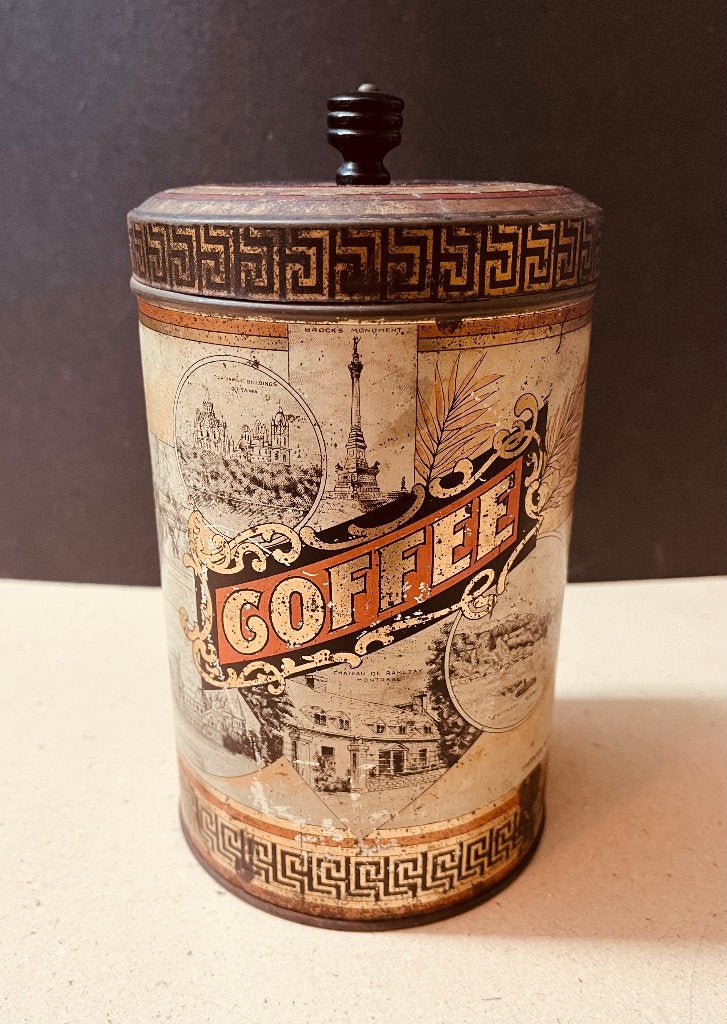 Prachtig vintage Wood’s Canadian Souvenir Coffee koffieblik, Ophalen of Verzenden, Gebruikt, Koffie, Overige merken