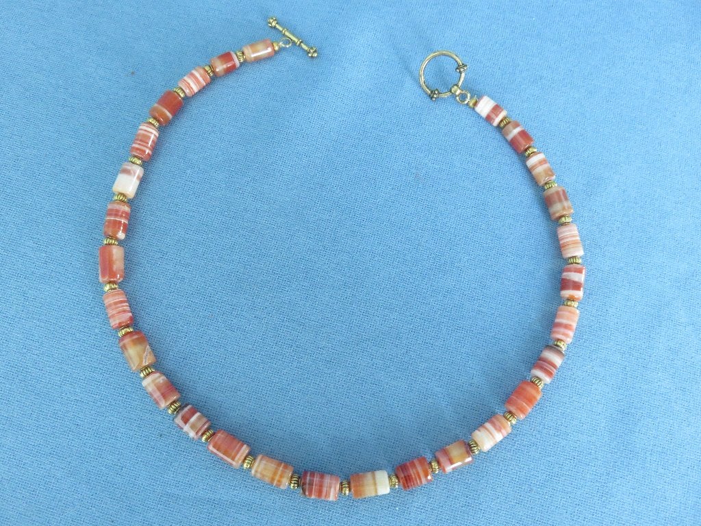 Antiek halssnoer van agaat steen - 19e - 20e eeuw, Sieraden, Tassen en Uiterlijk, Antieke sieraden, Ophalen of Verzenden, Overige materialen
