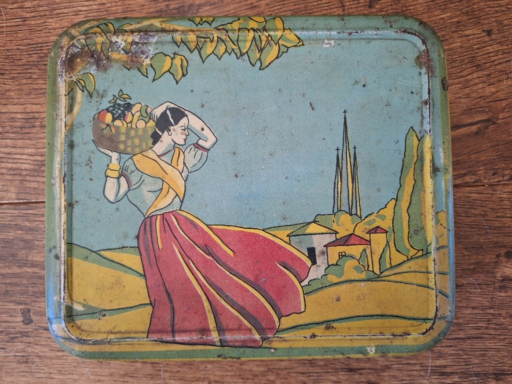 Franse koekblik antiek/ vintage, Verzamelen, Blikken, Ophalen, Gebruikt, Koek(jes), Overige merken