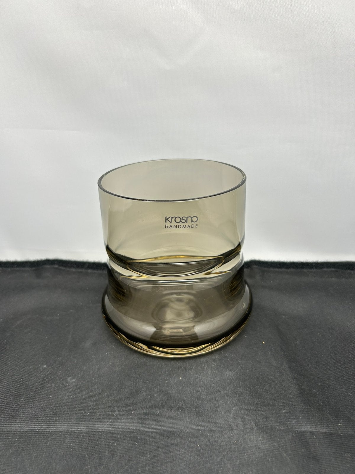 Vintage Krosno Handmade waxinelichthouder - rookglas, Antiek en Kunst, Ophalen of Verzenden