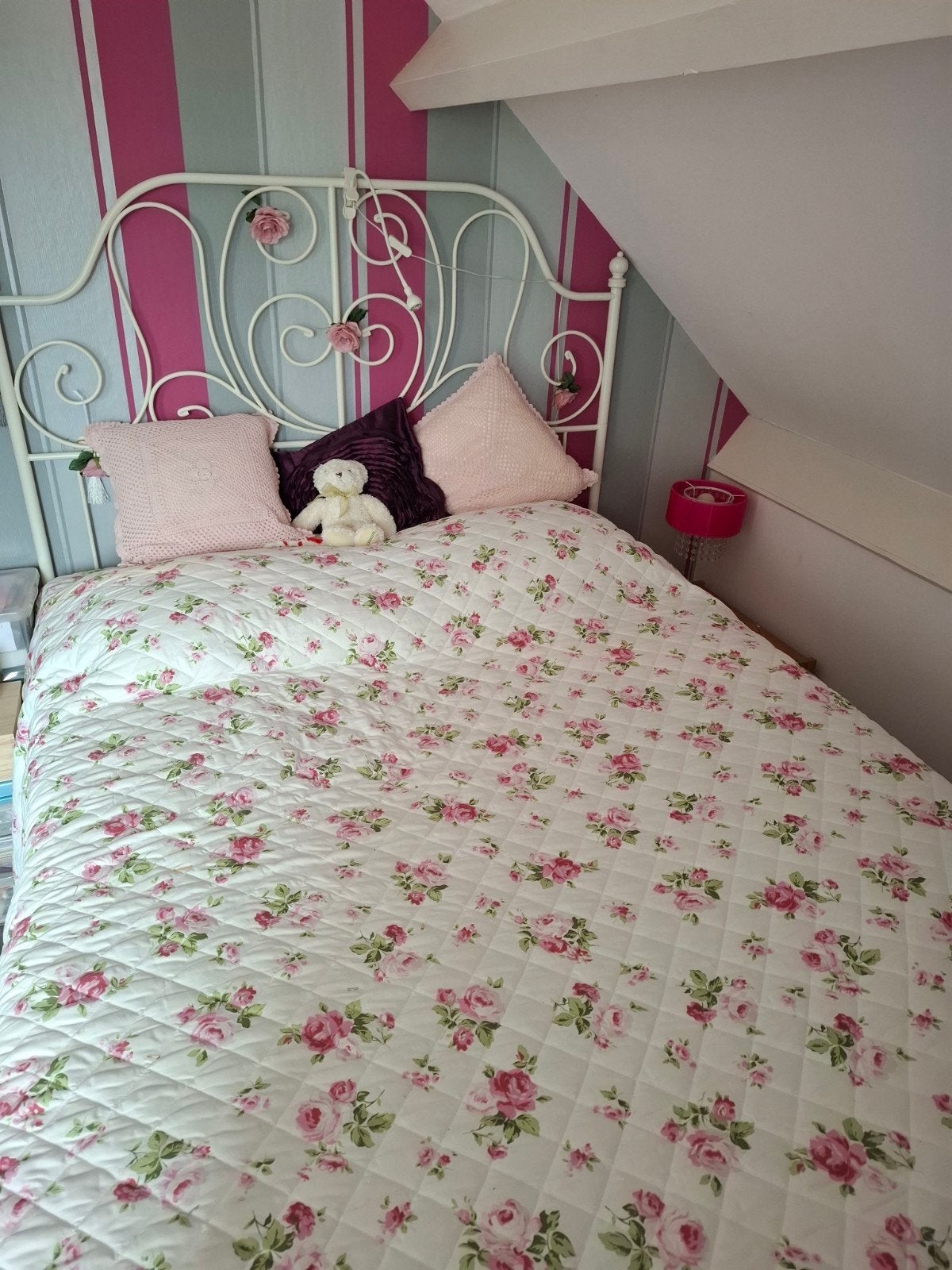 leuk romantisch meisjesbed 140x 200cm, Ophalen, Eenpersoons, Wit, 140 cm