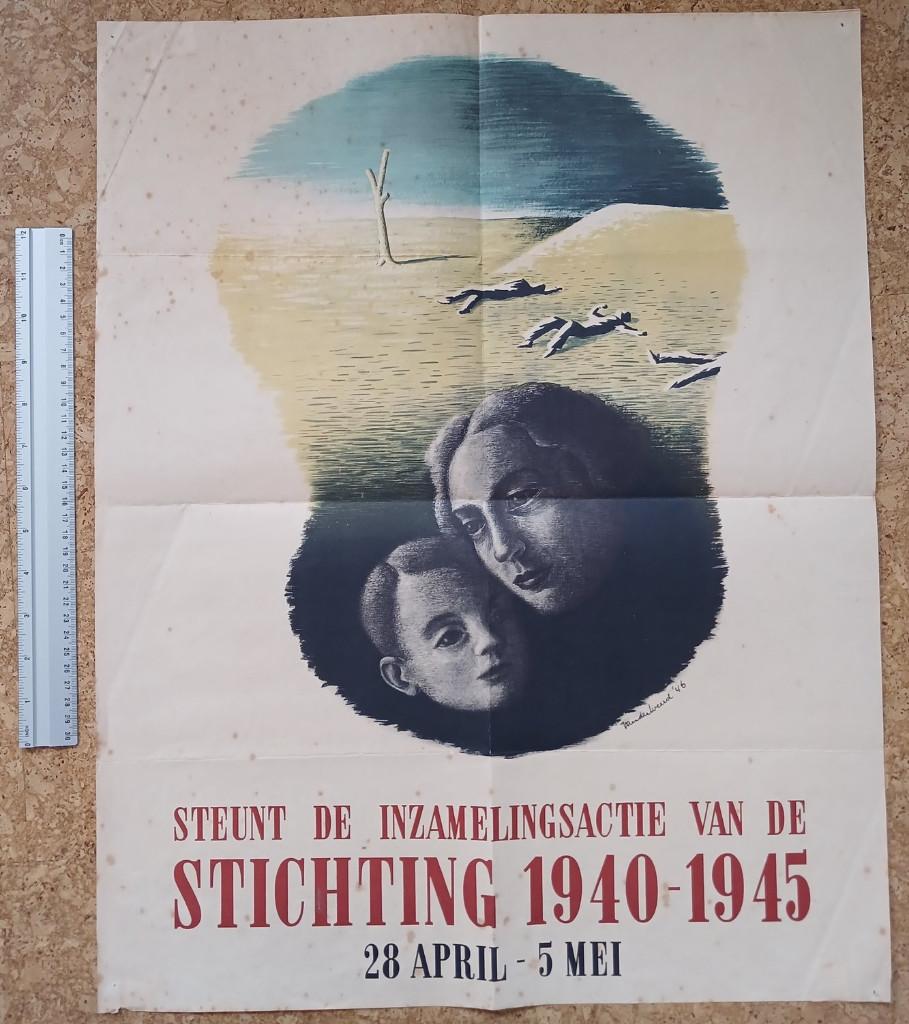 Poster inzamelingsactie stichting 1940 - 1945 van der Weerd, Verzamelen, Militaria | Tweede Wereldoorlog, Overige soorten, Foto of Poster