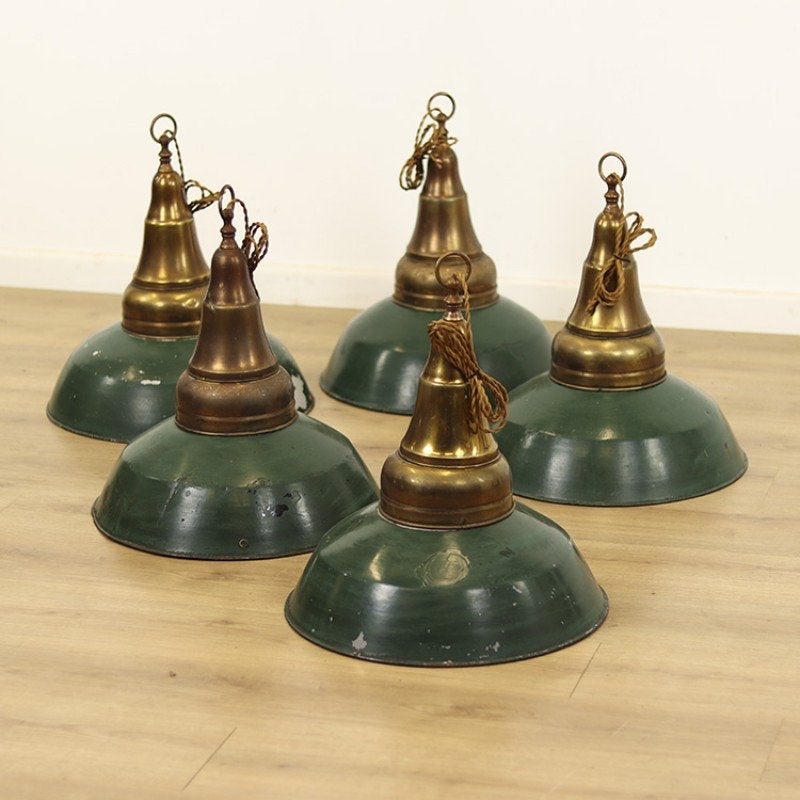 !!GEZOCHT!! Antieke Industriële Vintage Hanglamp Groen, Ophalen of Verzenden