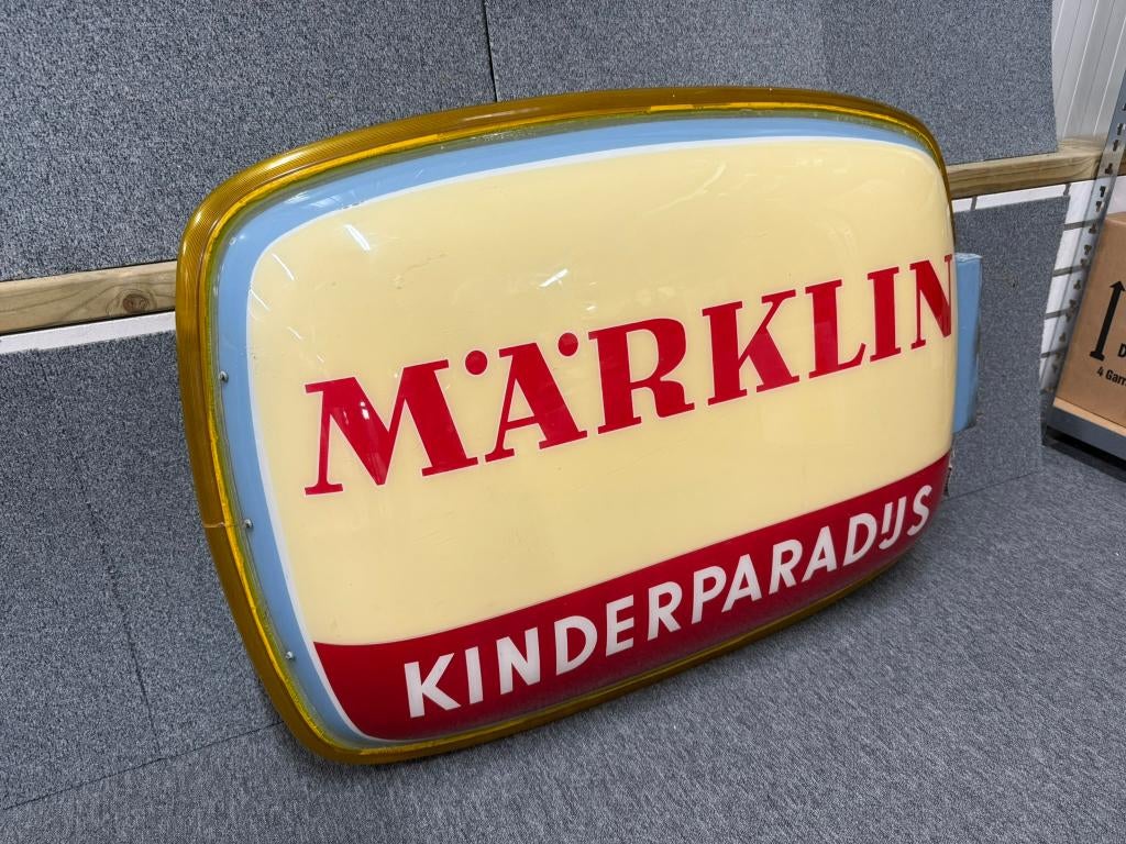 Märklin Kinderparadijs lichtreclame uithangbord vintage 60's, Verzamelen, Merken en Reclamevoorwerpen, Ophalen, Gebruikt, Lichtbak of (neon) lamp