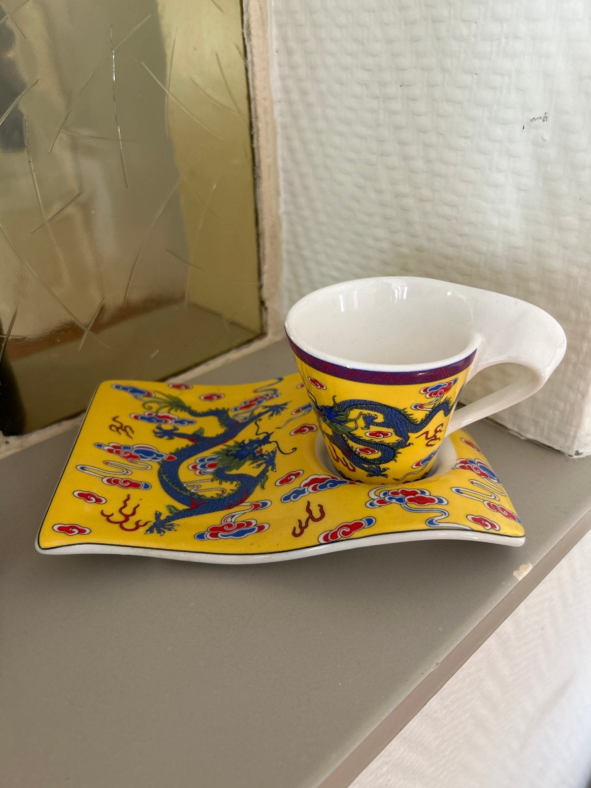 Aziatische draak espresso kop en schotel, Antiek en Kunst, Ophalen of Verzenden