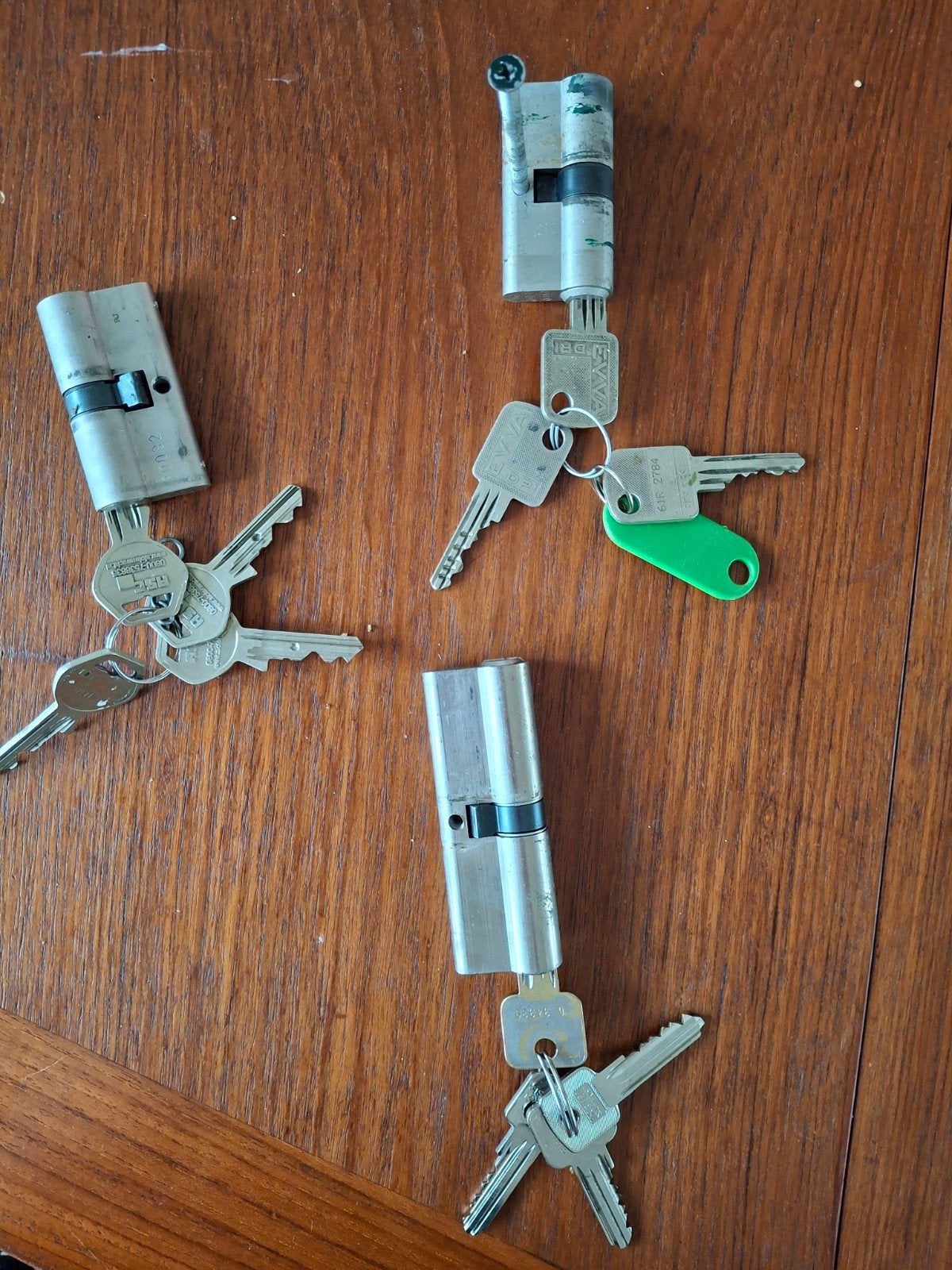 3 cilindersloten SKG 2 sterren, Ophalen of Verzenden, Gebruikt, Rvs, Slot