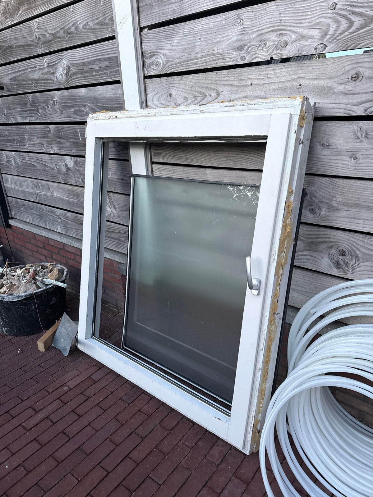 Raamkozijn met draaikiepraam, 1225x1385mm, Ophalen, Gebruikt, Gevelraam of Ruit, 120 tot 160 cm