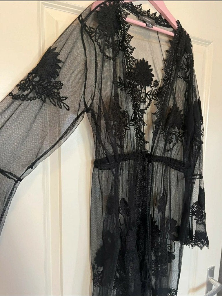 Zwarte Kanten Kimono/Badjas, Primark, Ophalen of Verzenden, Zwart, Nachtkleding