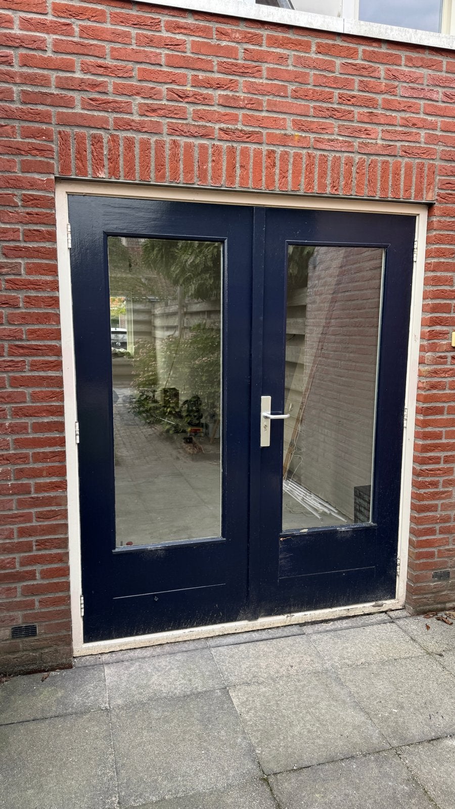 Hardhouten Dubbele Tuindeuren, Ophalen, Gebruikt, 120 cm of meer, Buitendeur