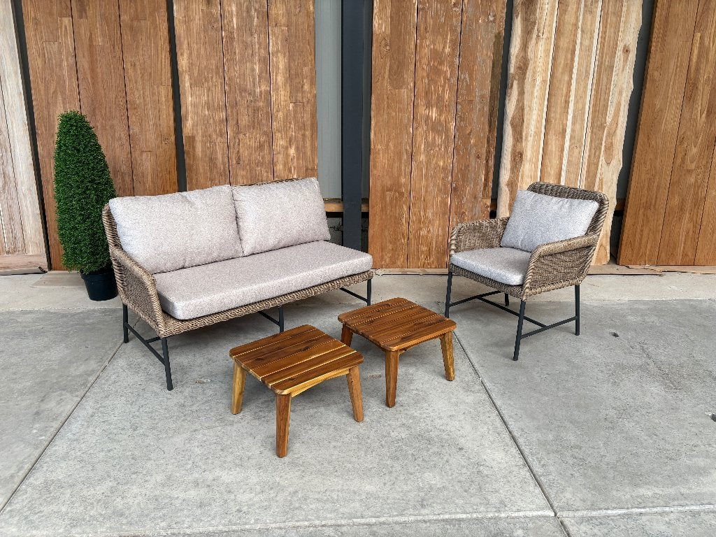 Loungeset Cayman | wicker natural | gratis tafeltjes, Ophalen, Nieuw, Wicker
