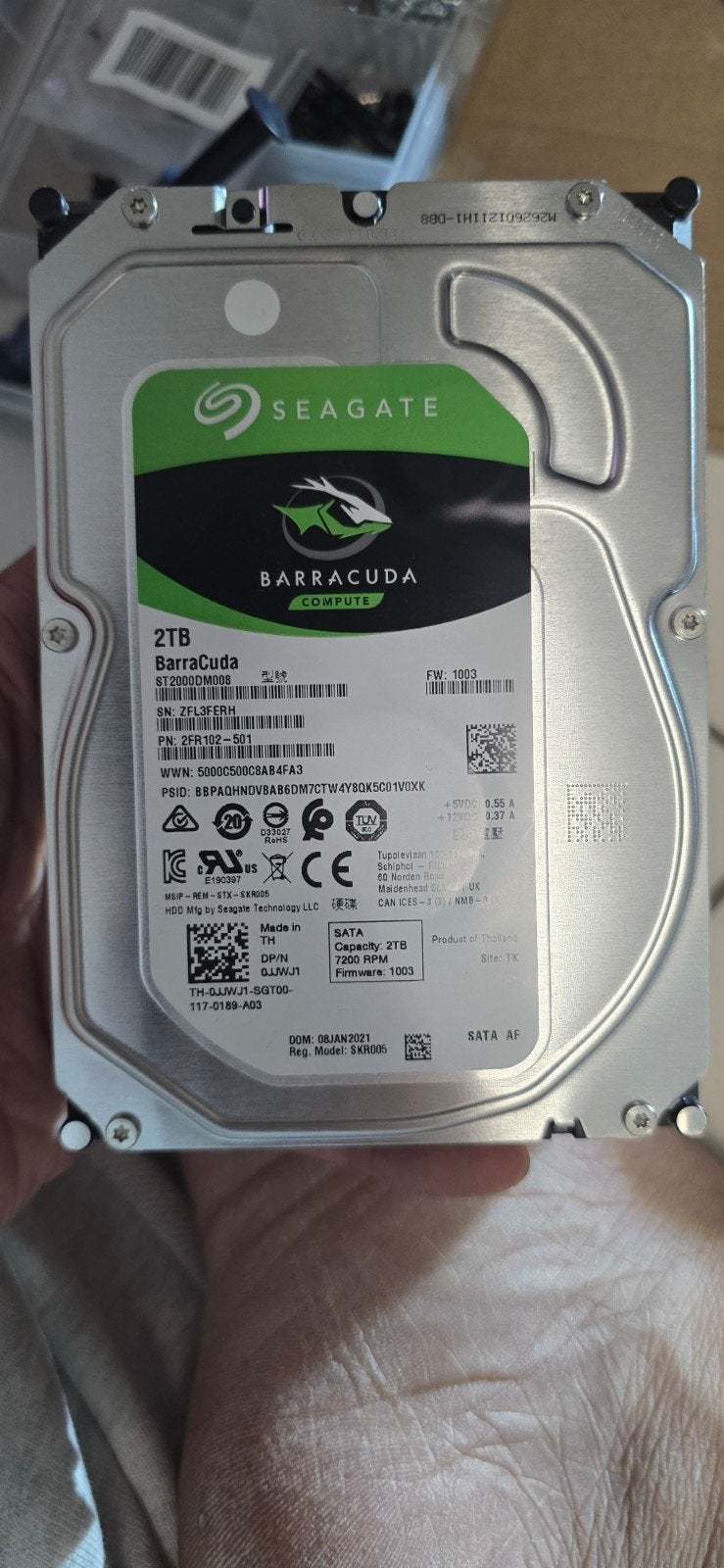 Seagate Barracuda ST2000DM008 2TB HDD, Intern, 2TB, Gebruikt, Ophalen of Verzenden