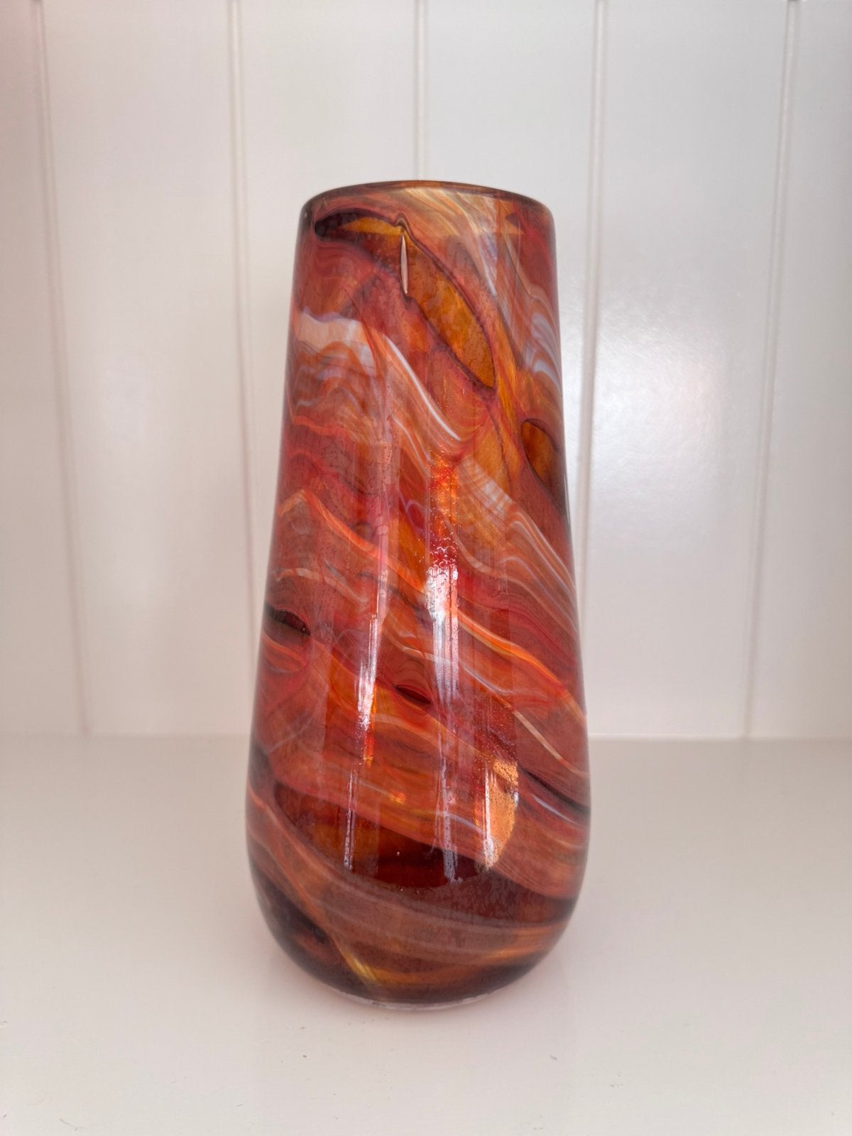 Dekocandle vaas, rood/bruin., Ophalen of Verzenden, 22 cm, Rood, Glas