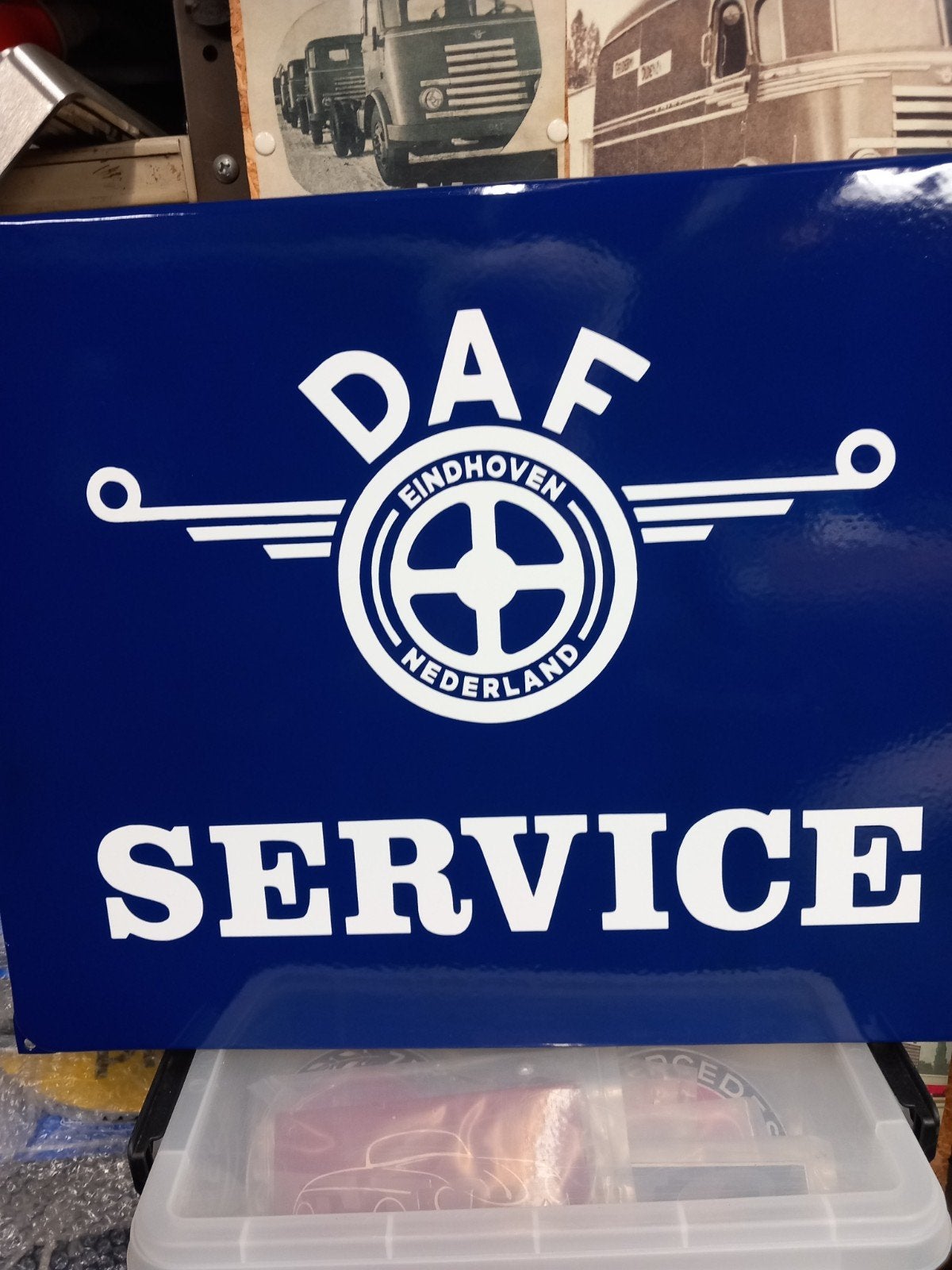 Super mooi groot emaile bord 50x40 cm DAF service, Ophalen of Verzenden, Zo goed als nieuw, Reclamebord