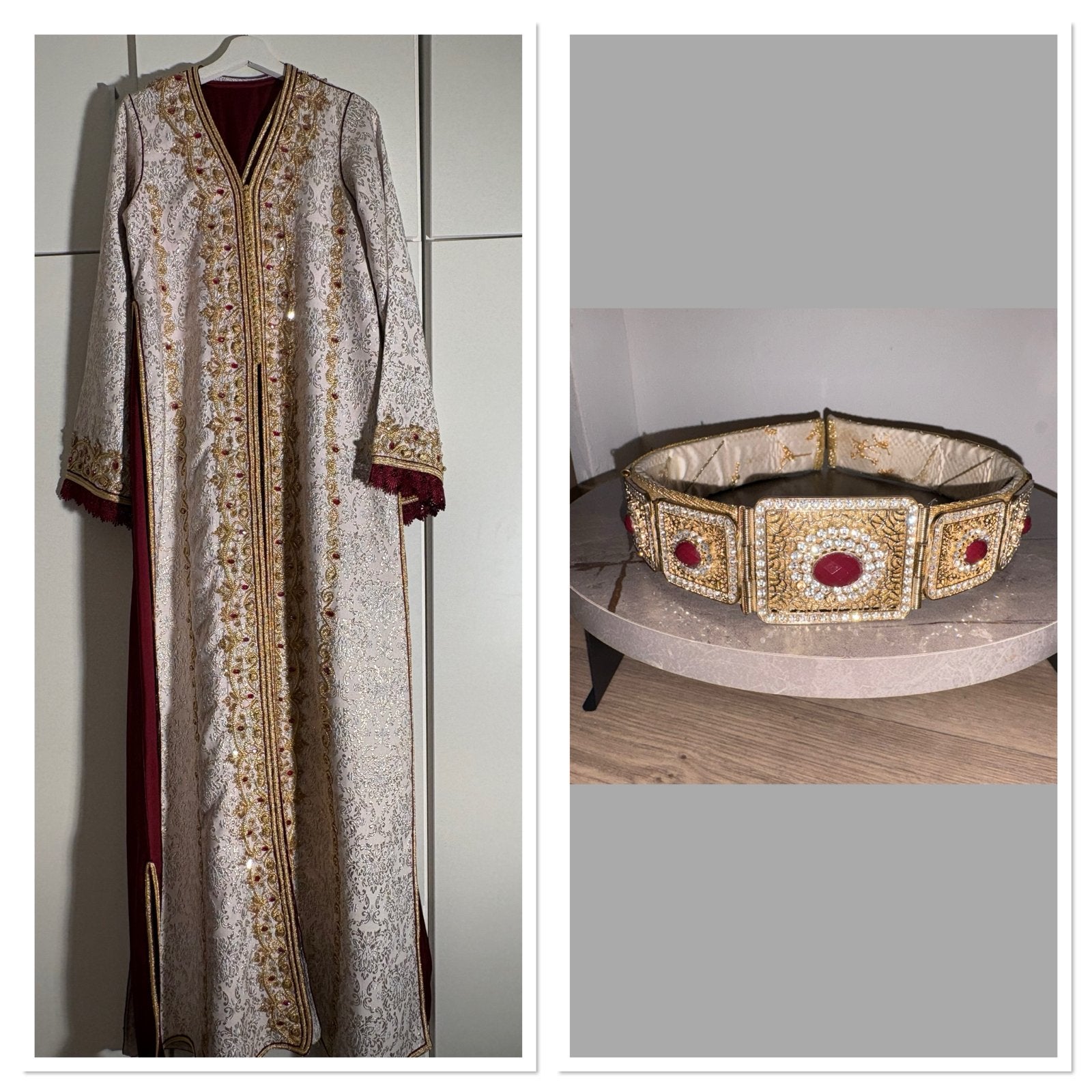 Nieuwe Marokkaanse jurk met riem - Kaftan, Meerkleurig, Maat 42/44 (L), Nieuw, Ophalen of Verzenden