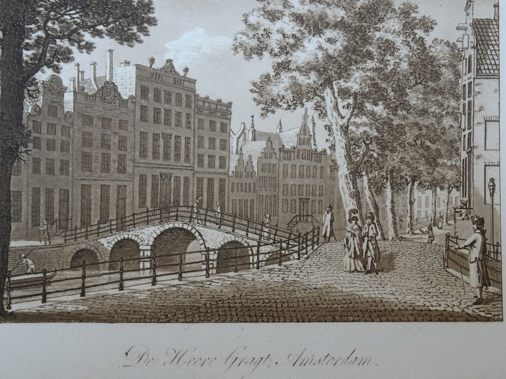 Aquatint De Herengracht te Amsterdam, Samuel Ireland 1795, Ophalen of Verzenden, Origineel
